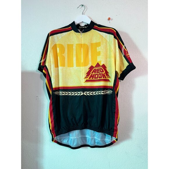 Canari Red Hook Ride Cycling Jersey 2XL Mens Yellow Black Short Sleeve Zip Front - Picture 1 of 11